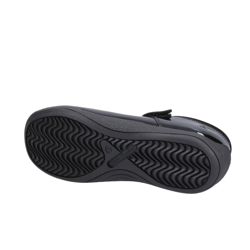 Girls BTS Black Hush Puppies Christina Patent Senior Shoe