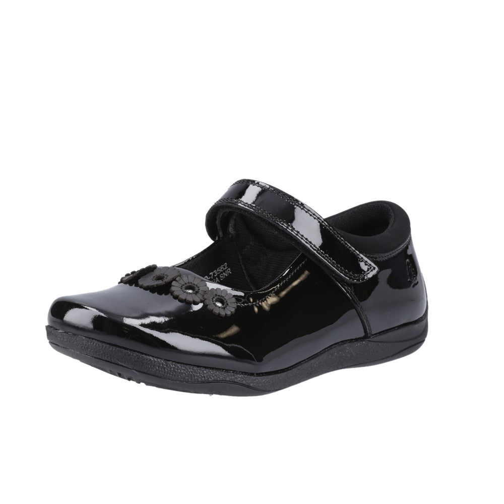 Girls BTS Black Hush Puppies Christina Patent Senior Shoe