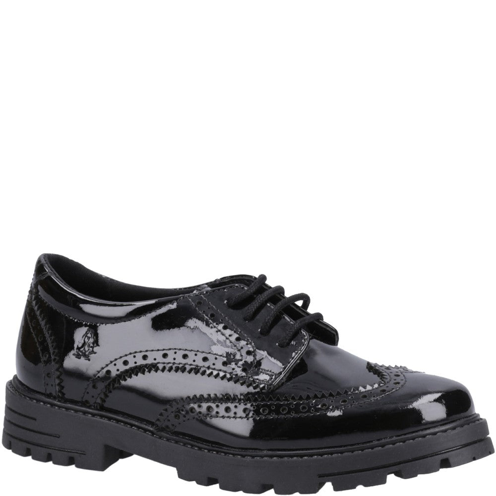 Girls Hush Puppies Black Maxine Patent Senior Shoe Hush Puppies UK