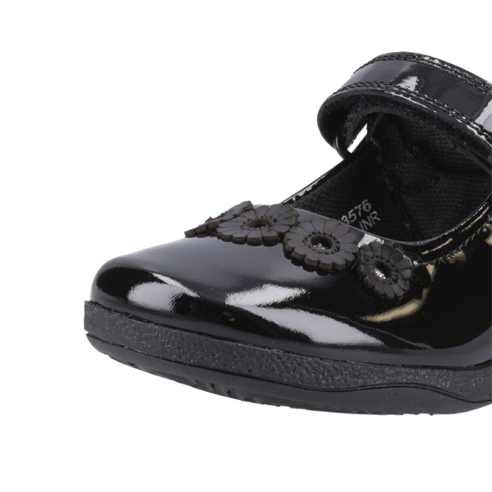 Girls BTS Black Hush Puppies Christina Patent Junior Shoe