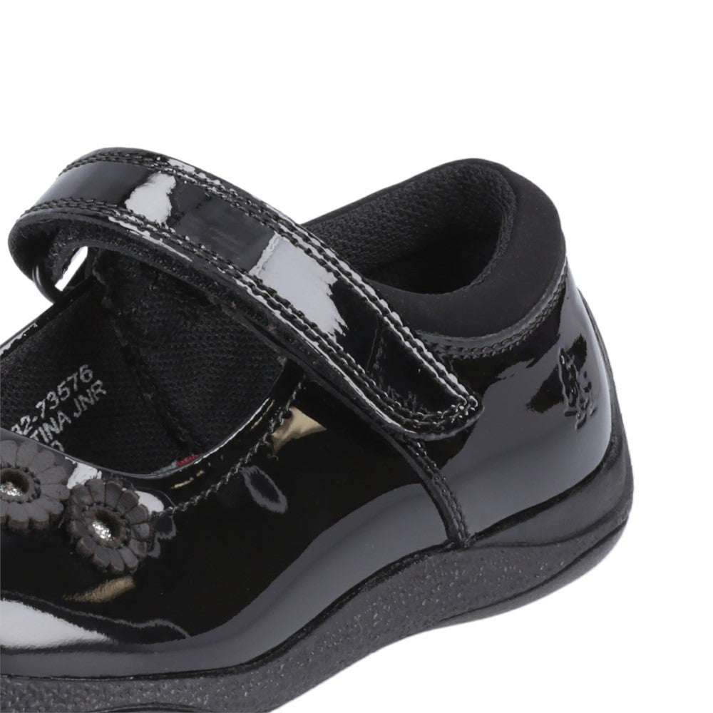 Girls BTS Black Hush Puppies Christina Patent Junior Shoe
