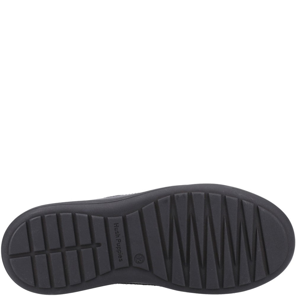 Boys BTS FLFR Black Hush Puppies Shane Junior Shoe