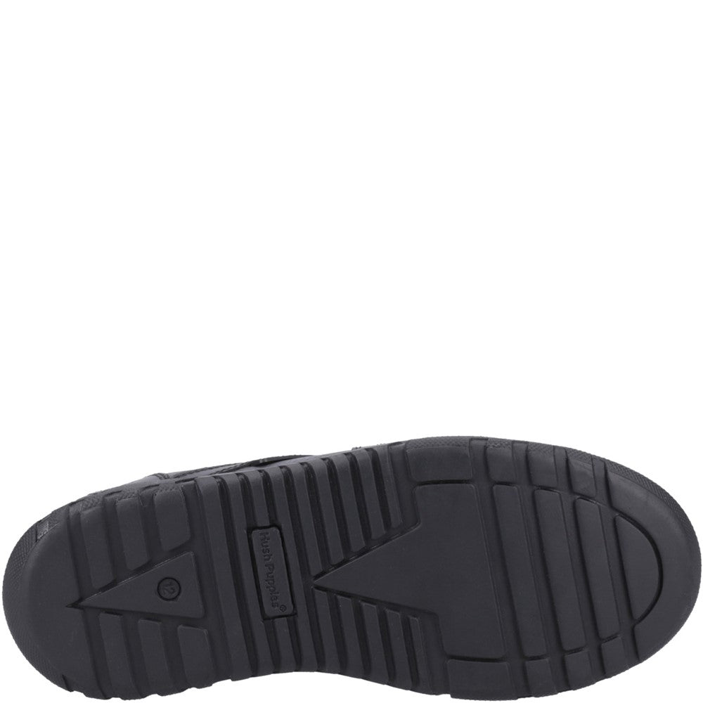 Boys BTS Black Hush Puppies Spencer Junior Shoe