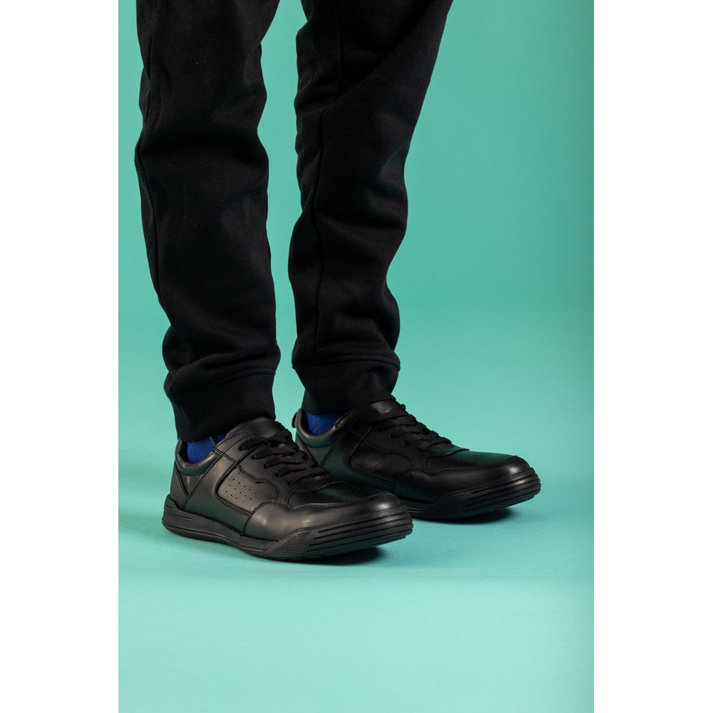 Boys BTS FLFR Black Hush Puppies Shane Senior Shoe