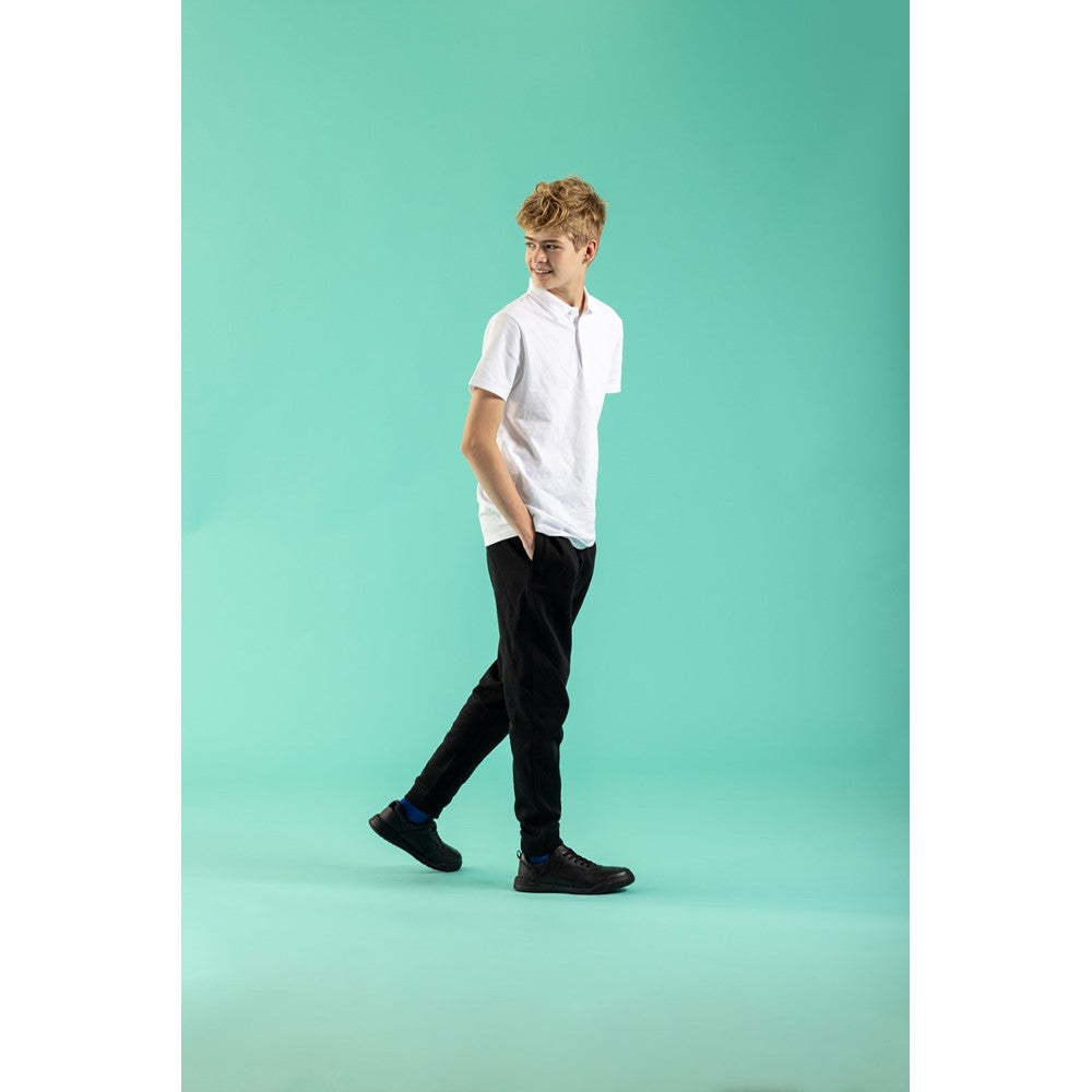 Boys BTS FLFR Black Hush Puppies Shane Senior Shoe