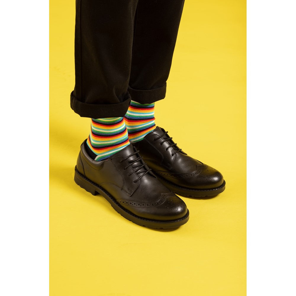 Boys BTS Black Lace Up Hush Puppies Brian Senior Shoe
