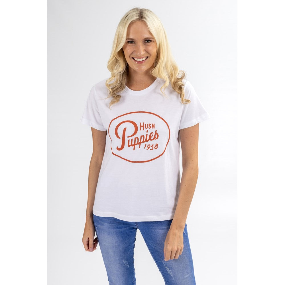 Tee Shirts White Hush Puppies Retro Script Tee