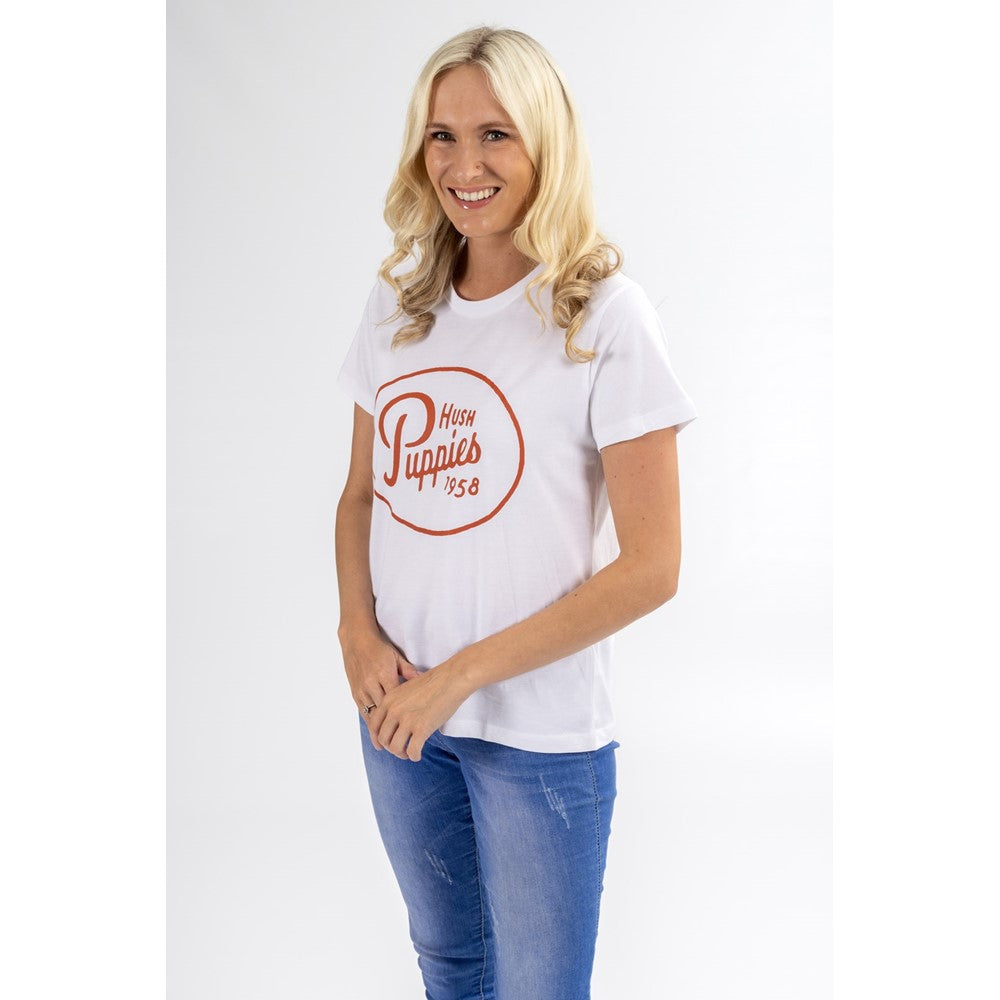 Tee Shirts White Hush Puppies Retro Script Tee