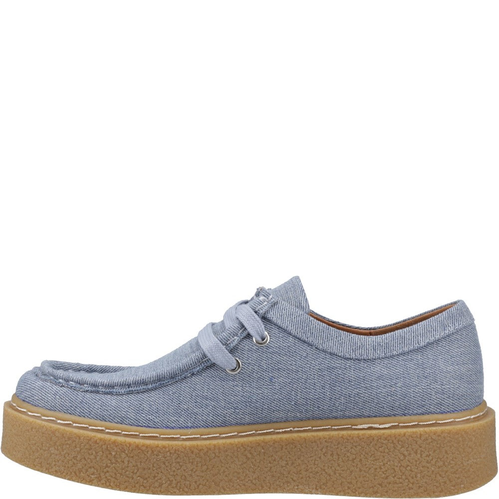 Lace Ladies Shoes Denim Hush Puppies Bridie Textile Mocc Toe