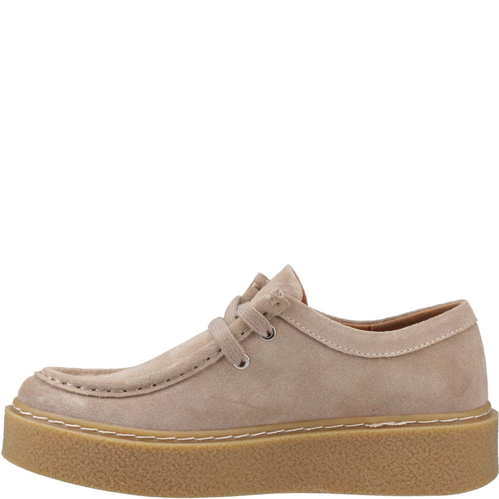 Lace Ladies Shoes Taupe Hush Puppies Bridie Suede Mocc Toe