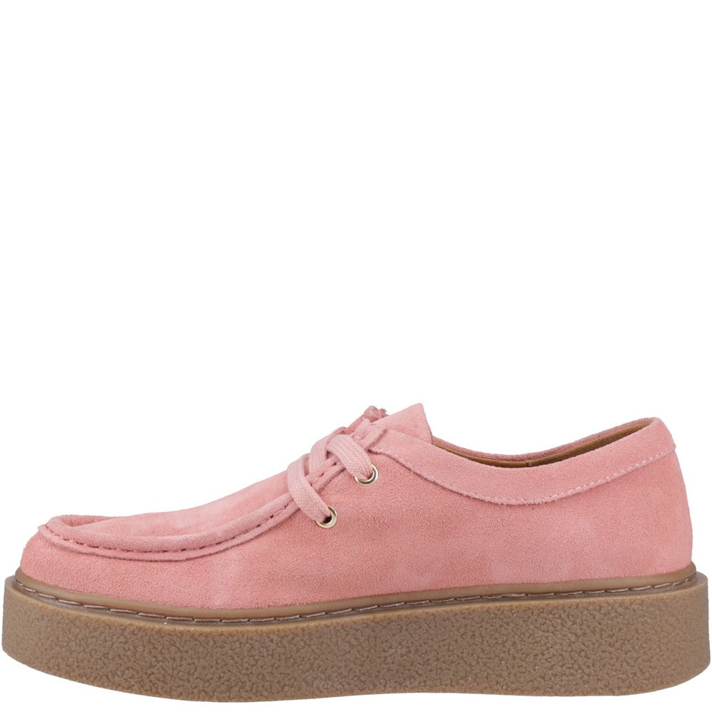 Lace Ladies Shoes Pink Hush Puppies Bridie Suede Mocc Toe