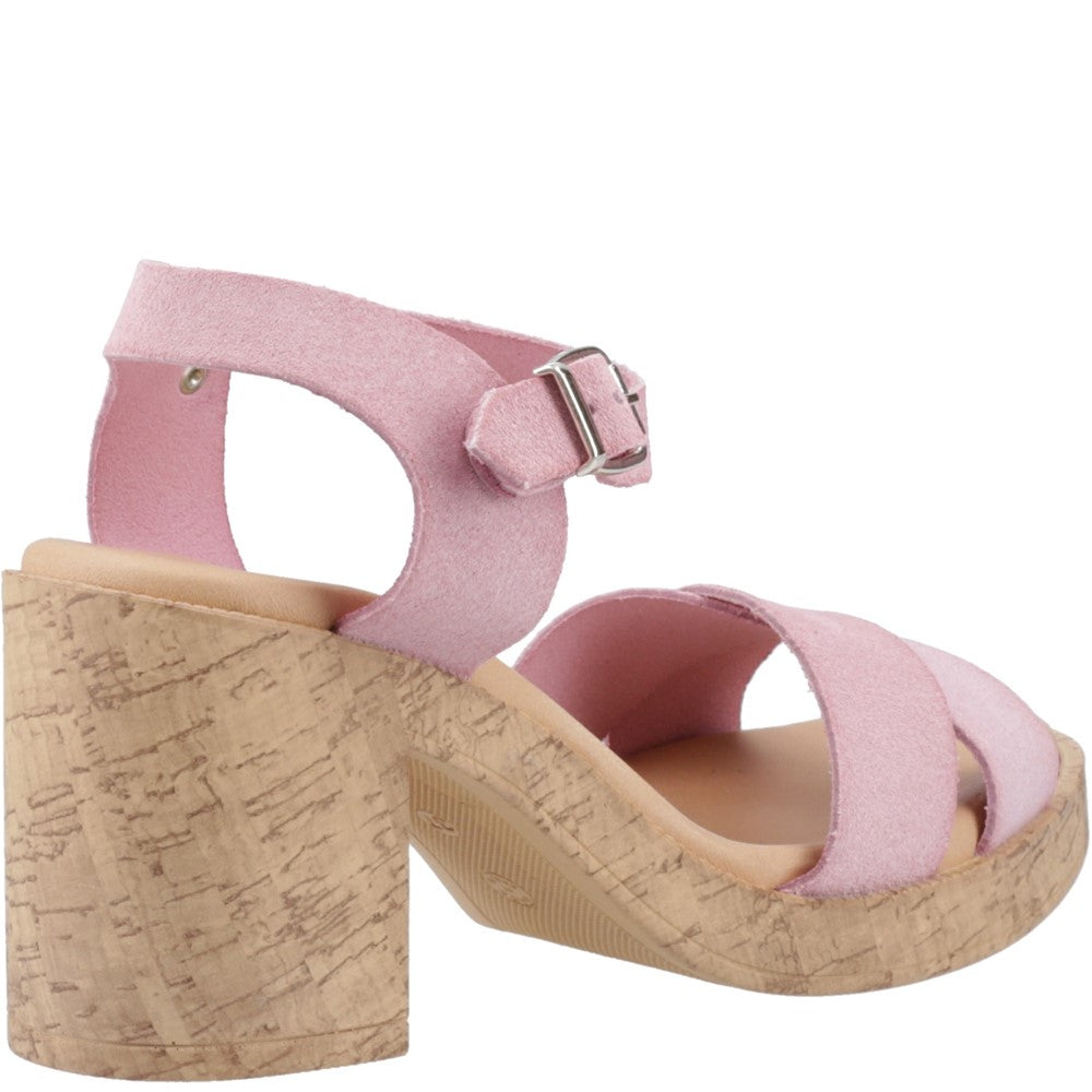 Ladies Heeled Sandals Blush Hush Puppies Georgia Cork Sandal