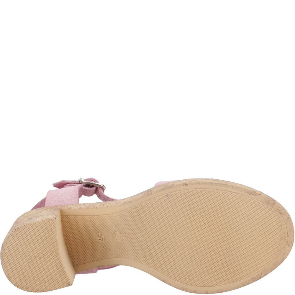 Ladies Heeled Sandals Blush Hush Puppies Georgia Cork Sandal