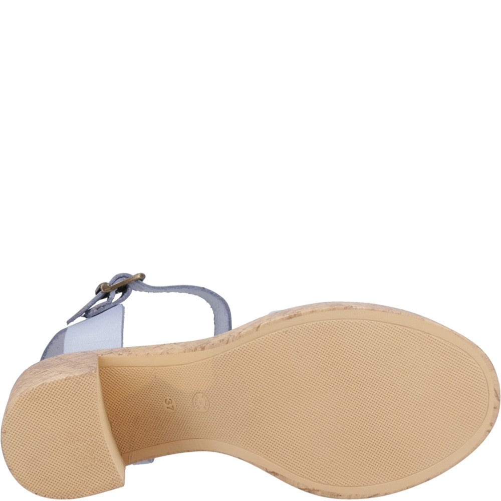 Ladies Heeled Sandals Blue Hush Puppies Georgia Cork Sandal