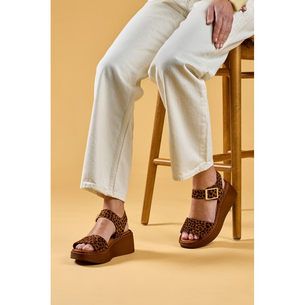 Ladies Heeled Sandals Leopard Hush Puppies Beatrix Wedge Sandal