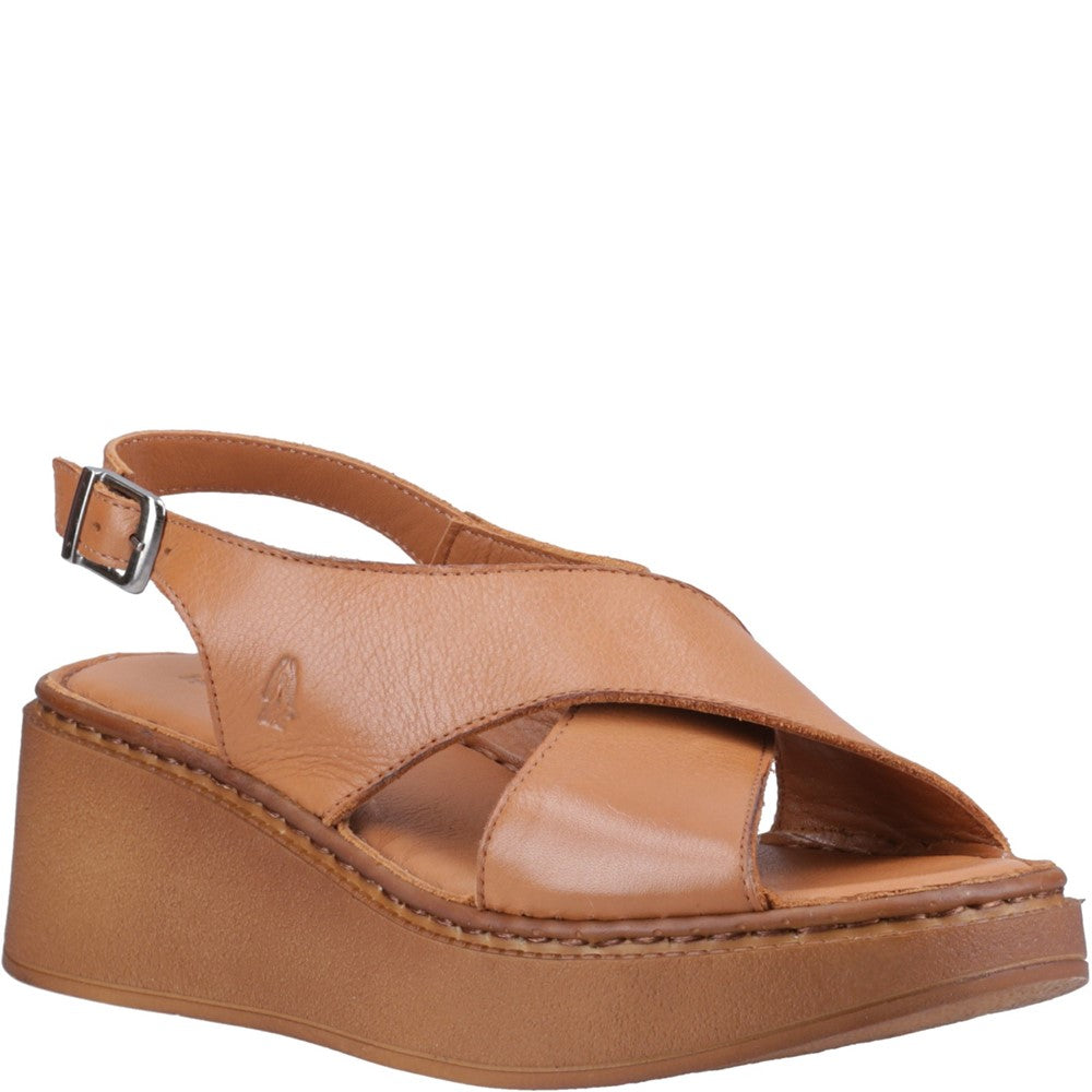 Ladies Heeled Sandals Tan Hush Puppies Bex Wedge Sandal