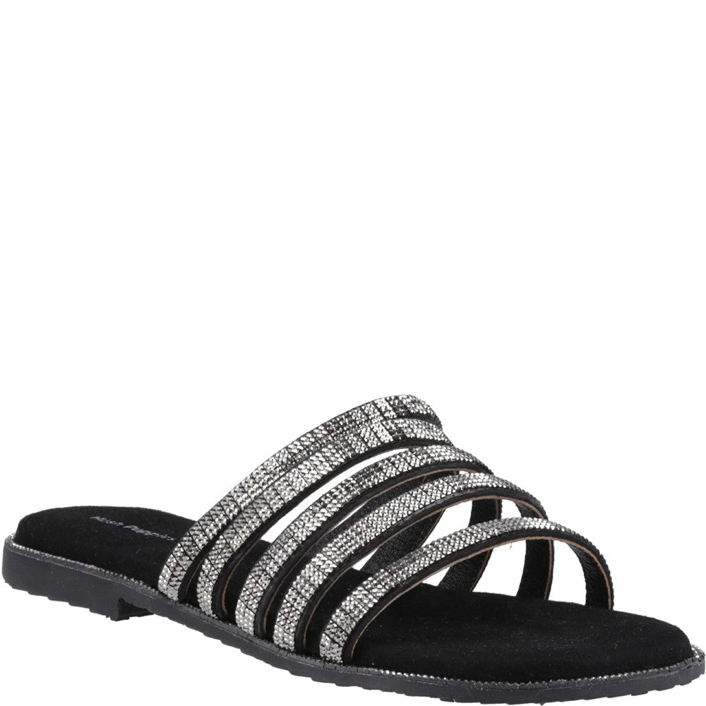 Sandal Ladies Summer Black/Silver Hush Puppies Paris Slide Sandal