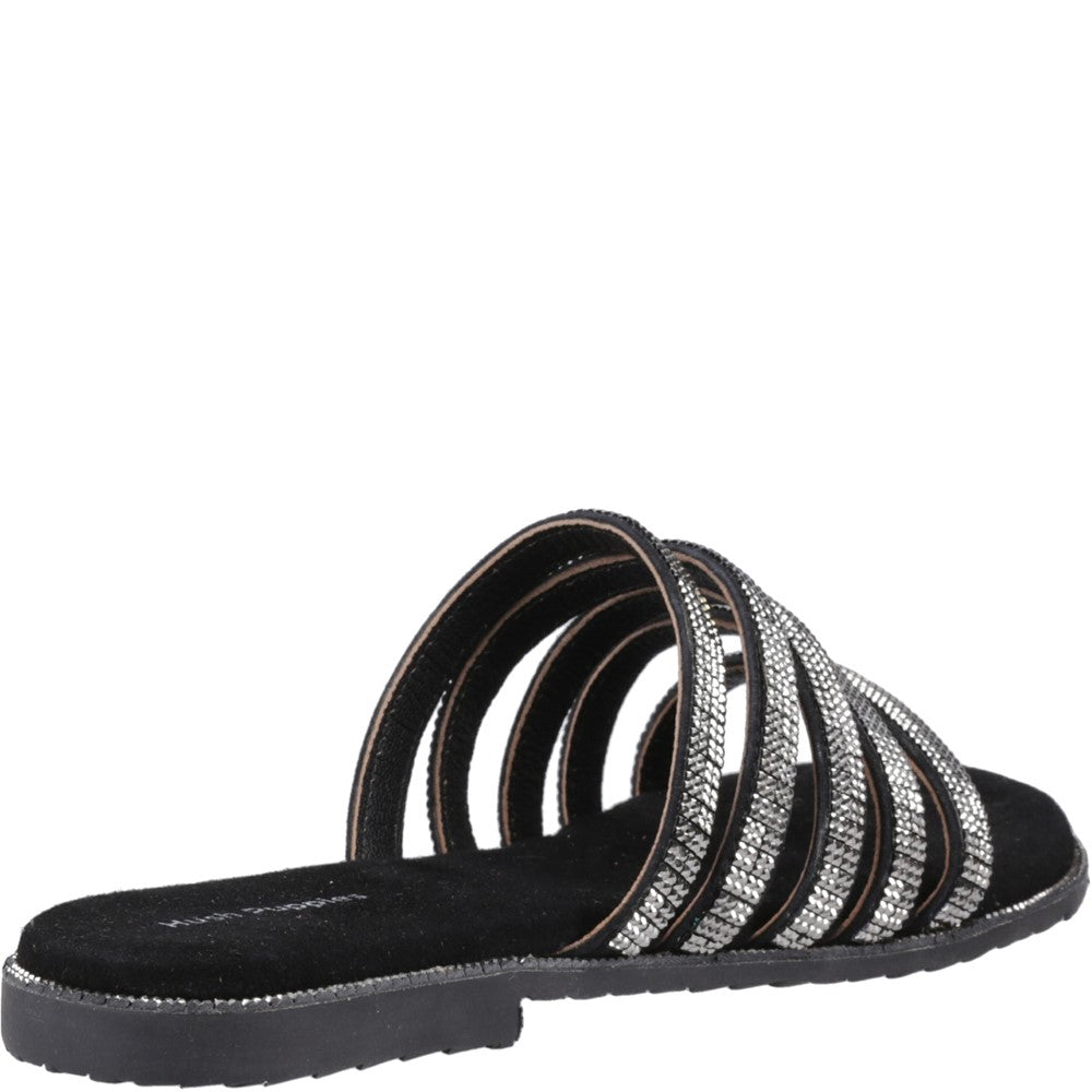Sandal Ladies Summer Black/Silver Hush Puppies Paris Slide Sandal