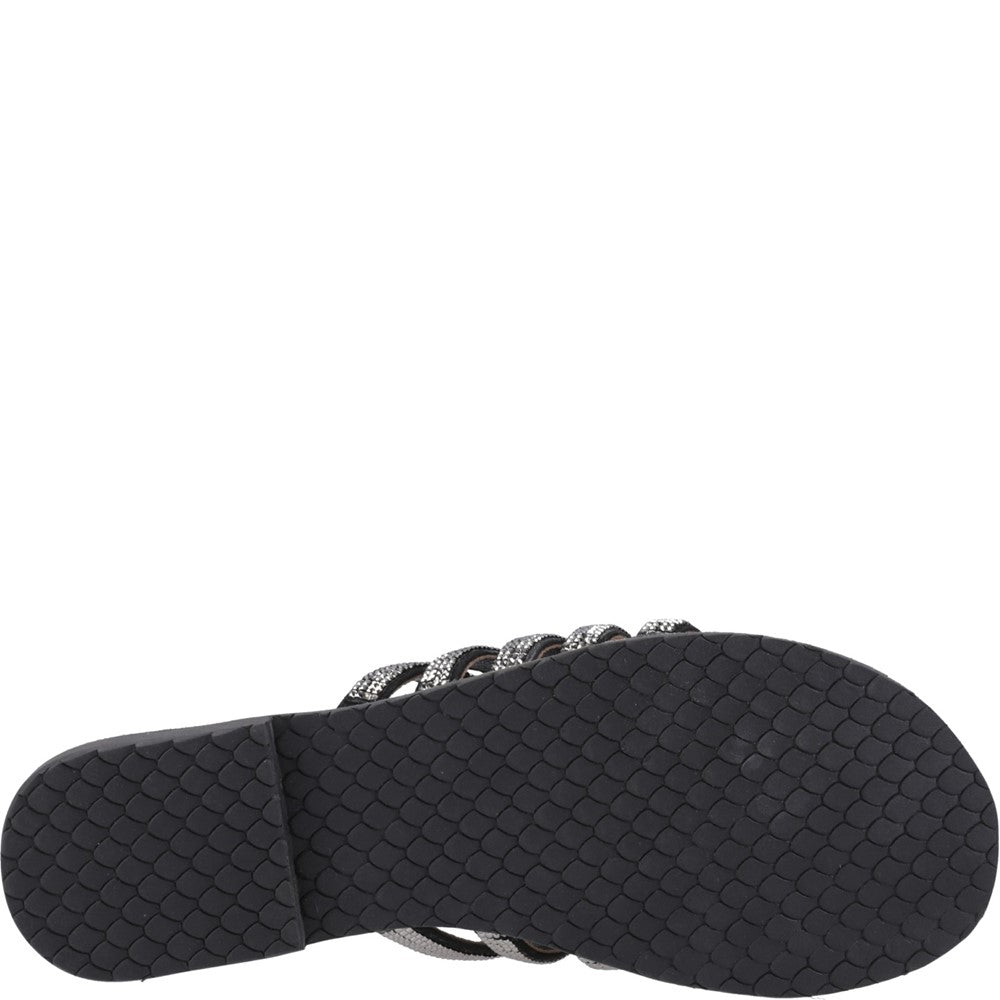 Sandal Ladies Summer Black/Silver Hush Puppies Paris Slide Sandal