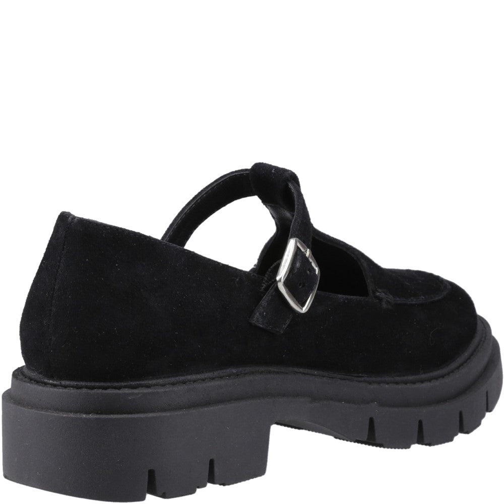 Slip On Ladies Shoes Black Hush Puppies Nella T-Bar Shoe