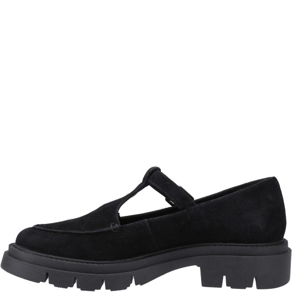 Slip On Ladies Shoes Black Hush Puppies Nella T-Bar Shoe