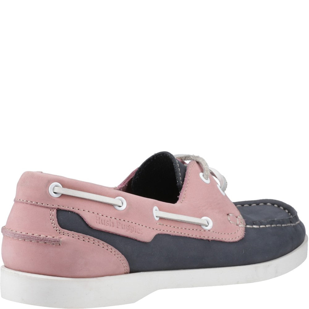 Slip On Ladies Shoes Navy/Pink Hush Puppies Isabel Boat Shoe