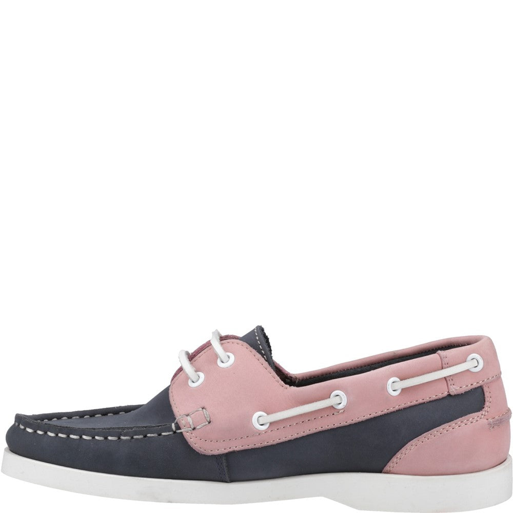 Slip On Ladies Shoes Navy/Pink Hush Puppies Isabel Boat Shoe