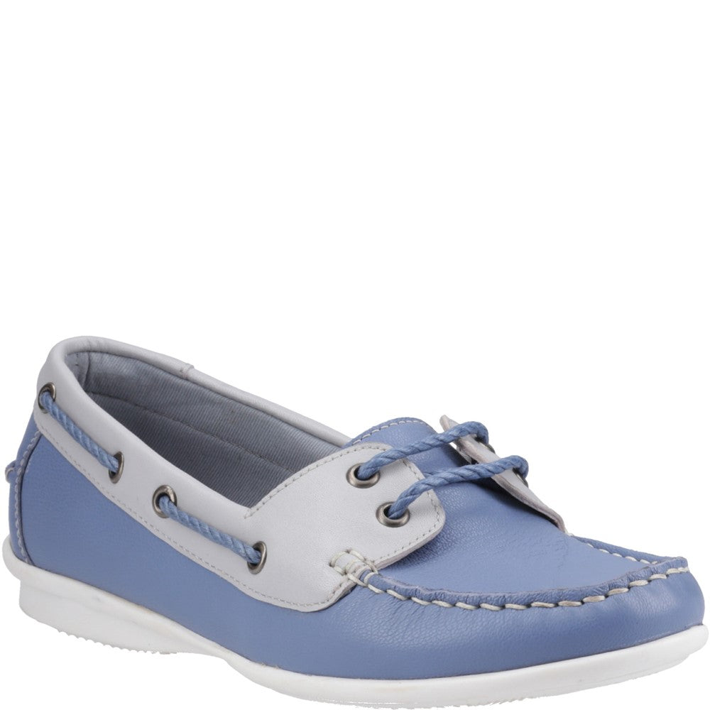 Slip On Ladies Shoes Blue Hush Puppies Irene Boat Shoe