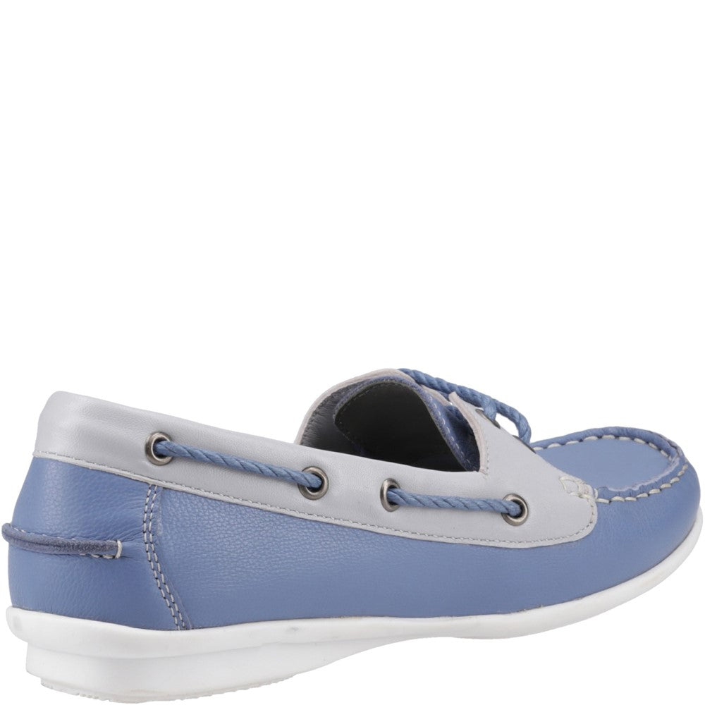 Slip On Ladies Shoes Blue Hush Puppies Irene Boat Shoe
