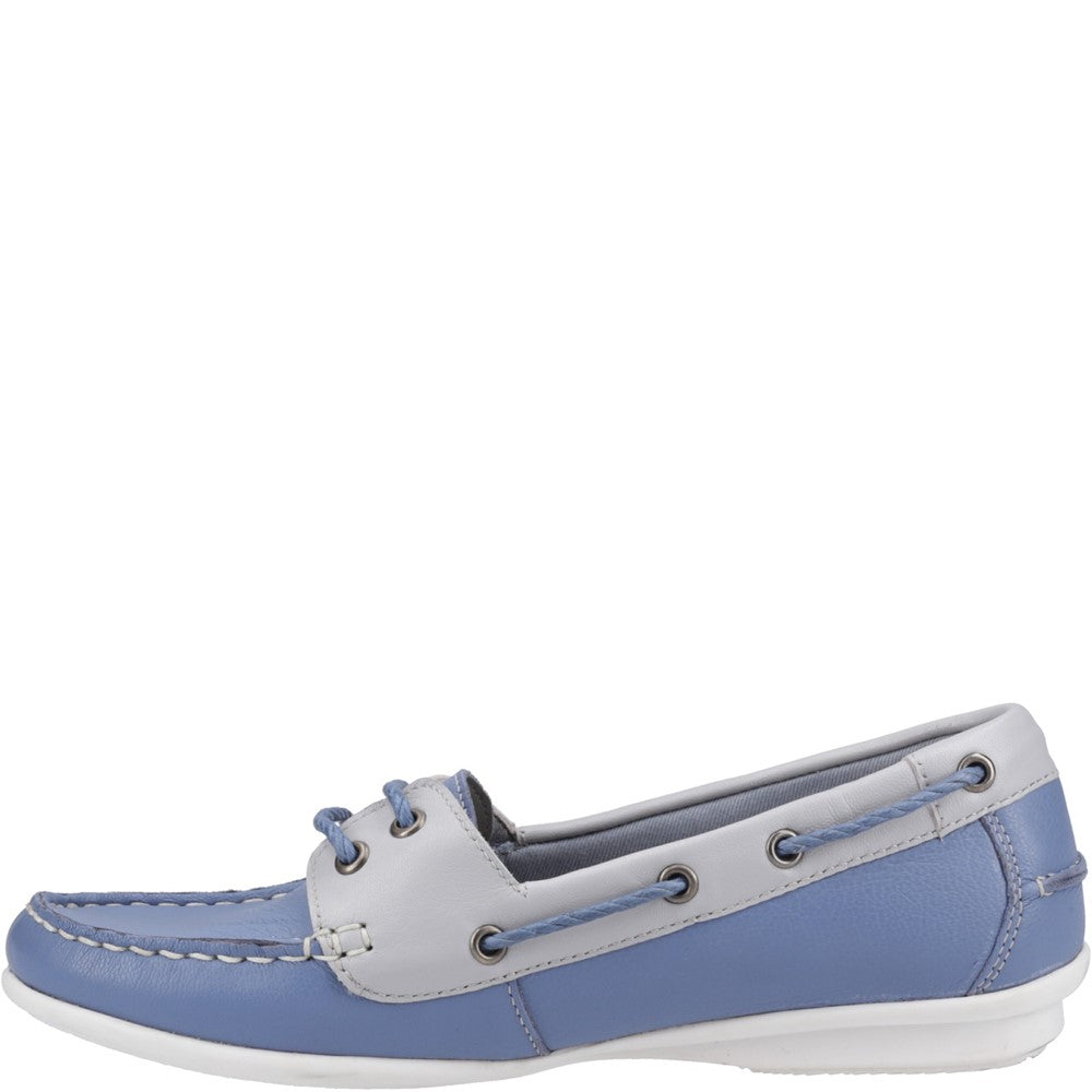 Slip On Ladies Shoes Blue Hush Puppies Irene Boat Shoe