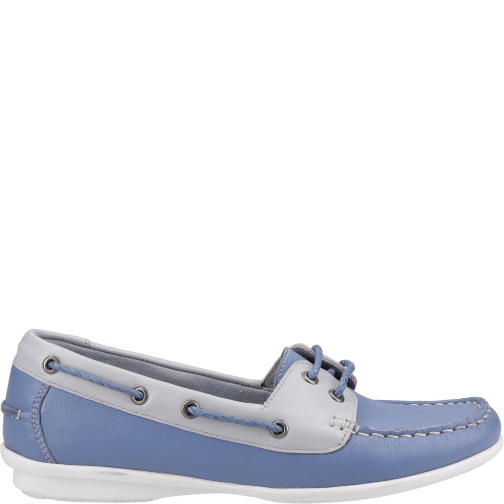 Slip On Ladies Shoes Blue Hush Puppies Irene Boat Shoe
