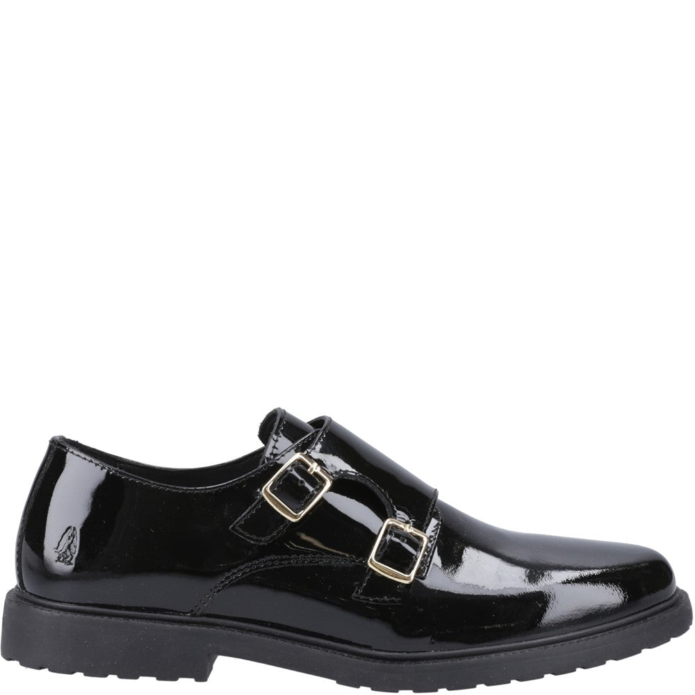 Slip On Ladies Shoes Black Patent Hush Puppies Verity Monk Shoe
