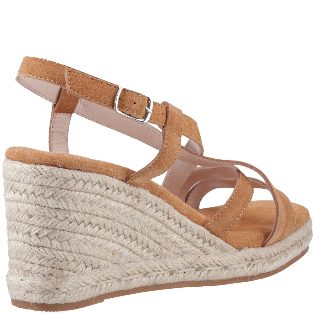 Ladies Heeled Sandals Tan Hush Puppies Jenny Espadrille Wedge Sandal