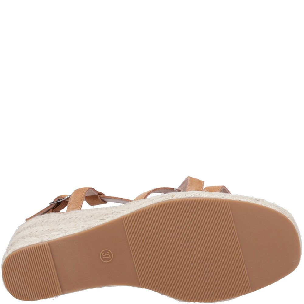 Ladies Heeled Sandals Tan Hush Puppies Jenny Espadrille Wedge Sandal