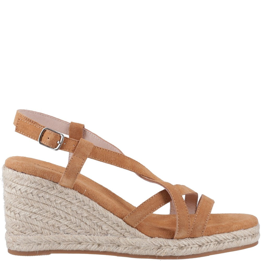 Ladies Heeled Sandals Tan Hush Puppies Jenny Espadrille Wedge Sandal