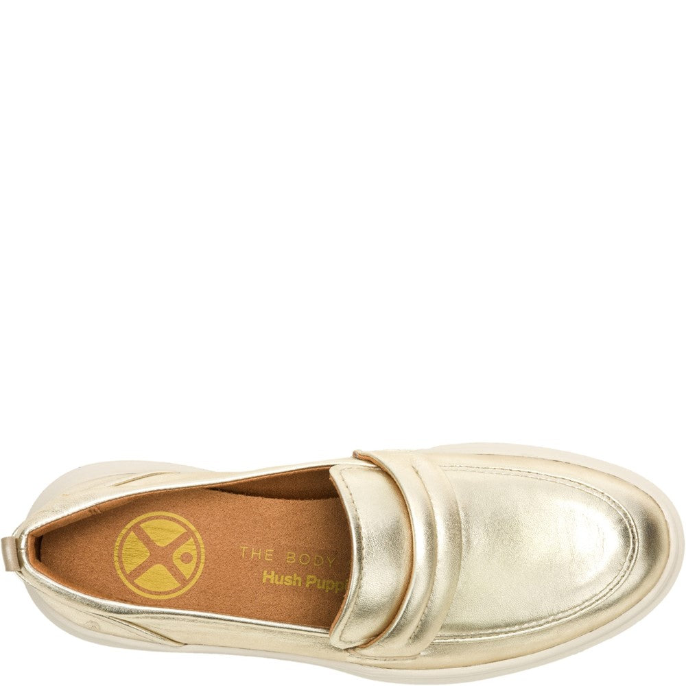 Slip On Ladies Shoes Champagne Hush Puppies Joy Penny Loafer