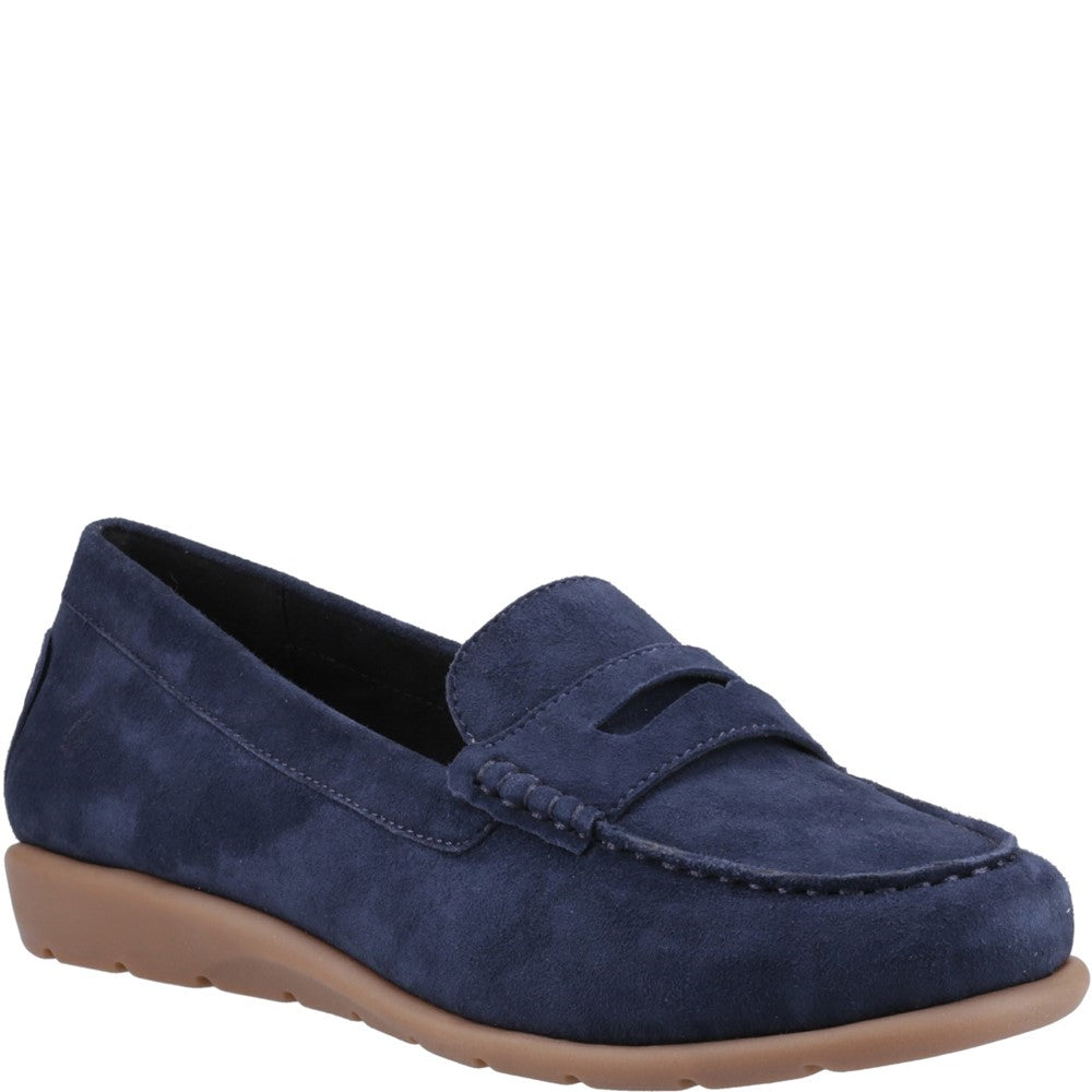 Slip On Ladies Shoes Navy Hush Puppies Shelby Suede Loafer