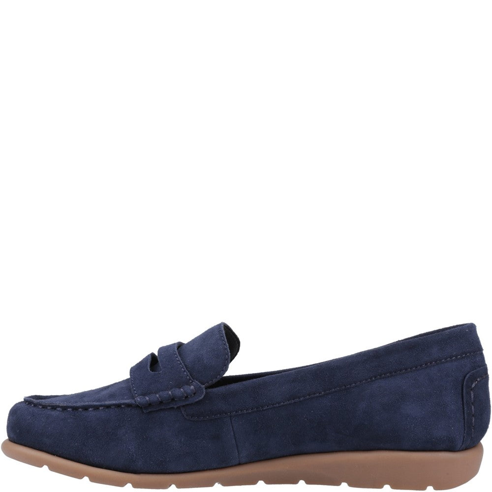 Slip On Ladies Shoes Navy Hush Puppies Shelby Suede Loafer