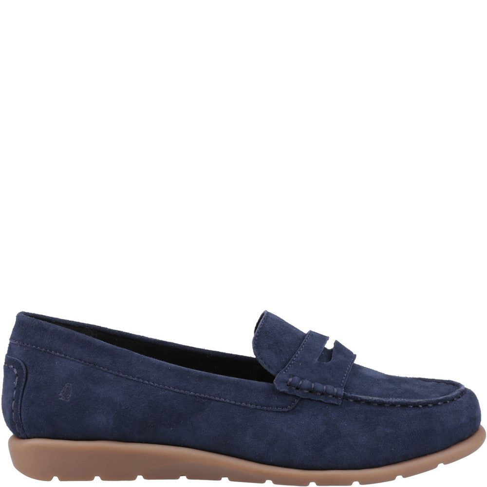 Slip On Ladies Shoes Navy Hush Puppies Shelby Suede Loafer