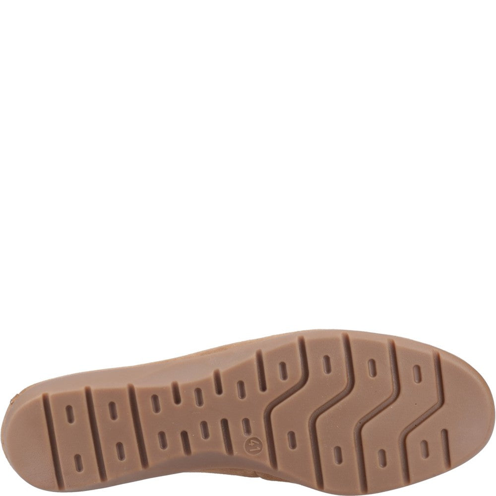 Slip On Ladies Shoes Tan Hush Puppies Shelby Suede Loafer