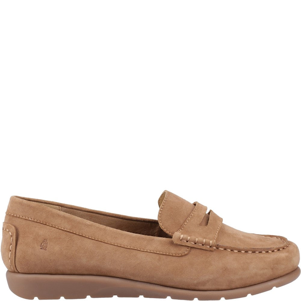 Slip On Ladies Shoes Tan Hush Puppies Shelby Suede Loafer