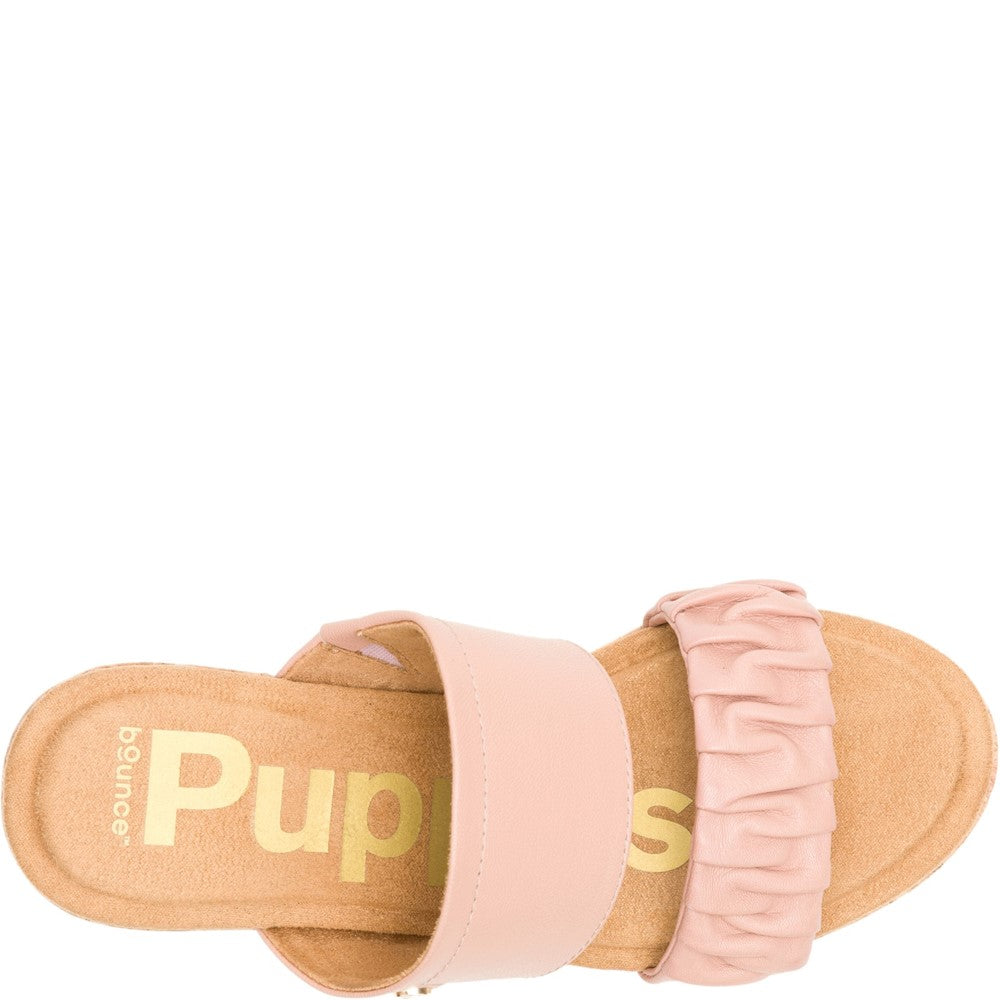 Ladies Heeled Sandals Cafe Creme Hush Puppies Poppy Ruched Slide
