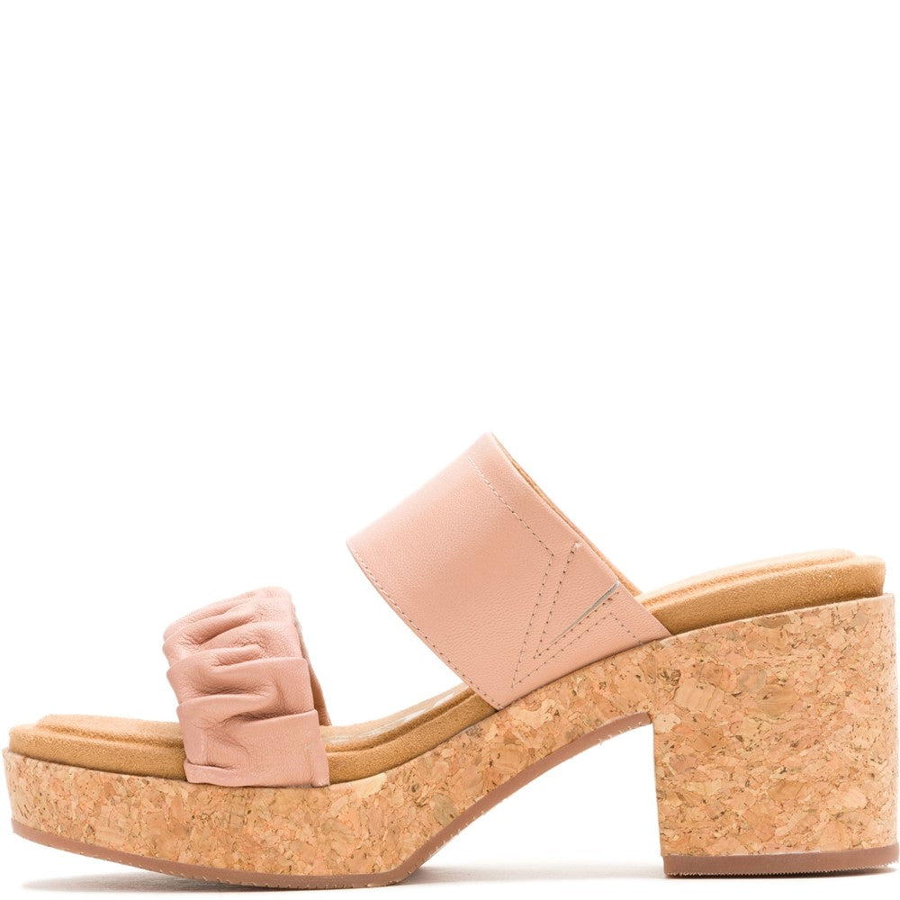 Ladies Heeled Sandals Cafe Creme Hush Puppies Poppy Ruched Slide