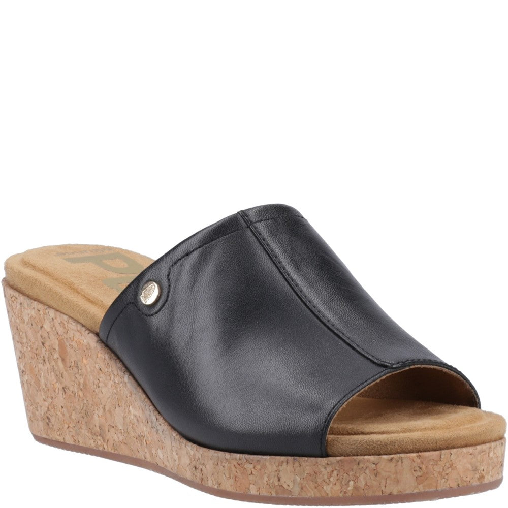 Ladies Heeled Sandals Black Hush Puppies Willow Slide Wedge
