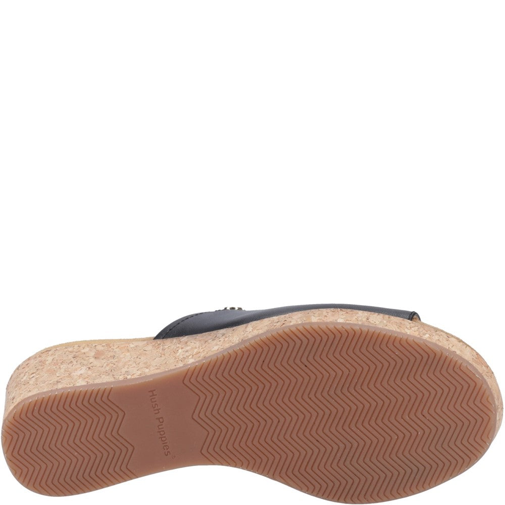 Ladies Heeled Sandals Black Hush Puppies Willow Slide Wedge