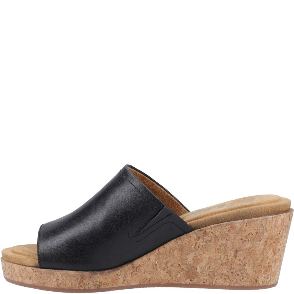Ladies Heeled Sandals Black Hush Puppies Willow Slide Wedge
