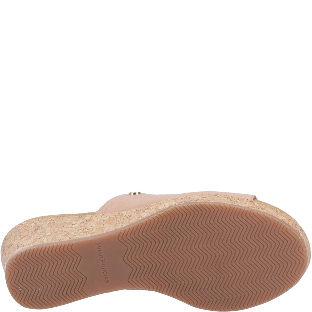 Ladies Heeled Sandals Cafe Creme Hush Puppies Willow Slide Wedge