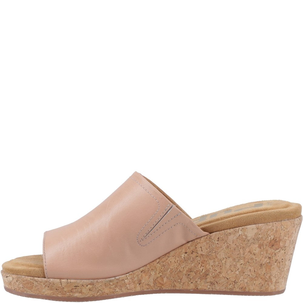 Ladies Heeled Sandals Cafe Creme Hush Puppies Willow Slide Wedge