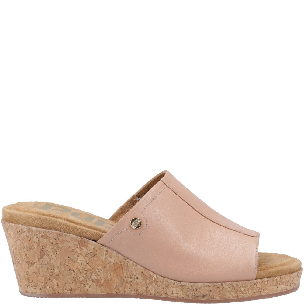 Ladies Heeled Sandals Cafe Creme Hush Puppies Willow Slide Wedge