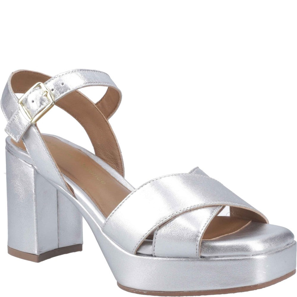 Ladies Heels Silver Hush Puppies Ophelia Leather Heel